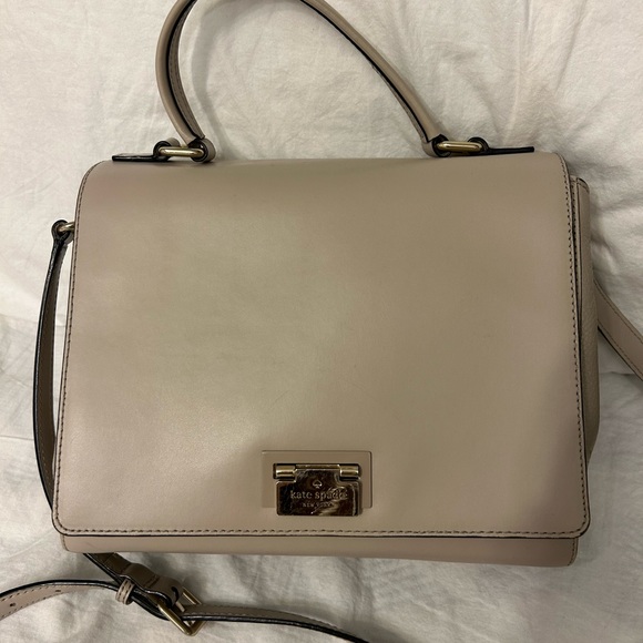 Kate Spade Laurel Magnolia Leather Purse Taupe Beige Classic - Picture 10 of 11